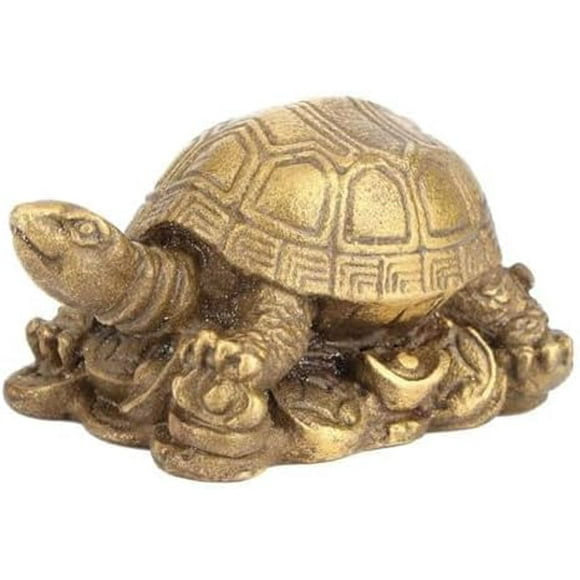 Brass Turtle Statue, Turtles Figurines Feng Shui Decor Brass Animal Sculpture Bronze Collectibles Statues Good Luck Ornaments for Home Office Decor
