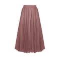 thumbnail image 2 of Skirt for Women Plus Size Summer Solid Color Skirt for Women Long Elastic Waist Color Flared Womens Skirts, Brown-M, 2 of 6
