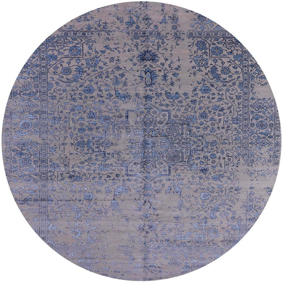 Ahgly Company Machine Washable Indoor Round Industrial Modern Dark Goldray Area Rugs, 7' Round
