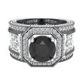 thumbnail image 4 of Large Black Diamond Engagement Ring 18K White Gold Halo Rings for women 7.30 mm 6.35 carat (G,VS1), 4 of 5