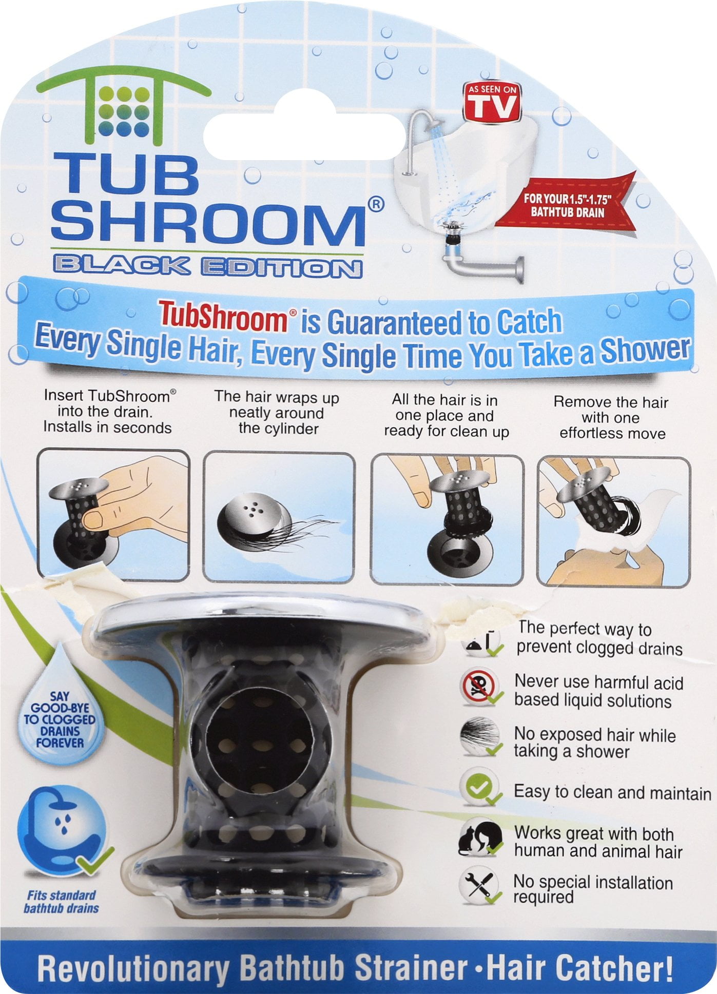 TubShroom 1.5 in. - 1.75 in. Bathtub Drain Protector Hair Catcher