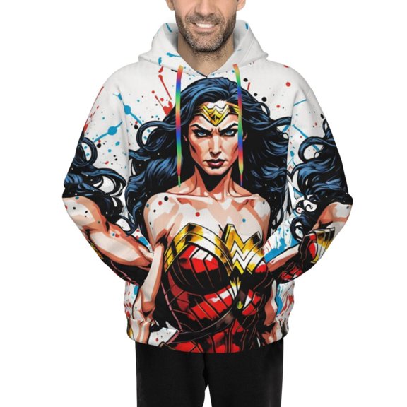 Wonder Woman Men's Hoodie Novelty Pattern Adult Hooded Sweatshirts Casual Unisex Pullover for Women Youth