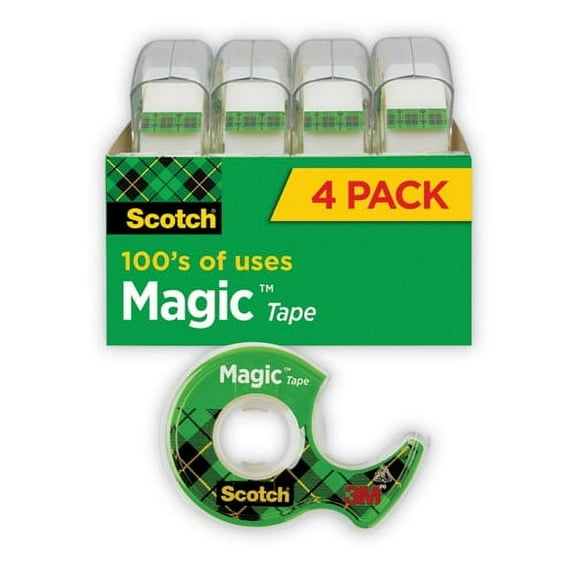 Scotch Magic Tape in Handheld Dispenser, 1" Core, 0.75" x 25 ft, Clear, 4/Pack