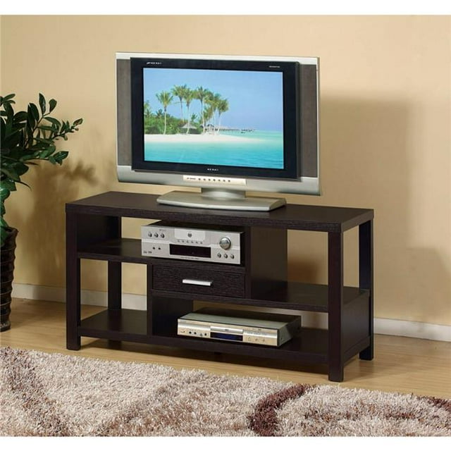 Benzara BM141908 Zig Zag Storage Prepossessing TV Stand, Brown Cocoa