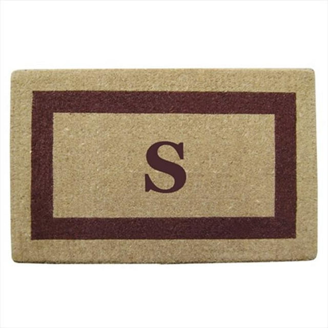 Nedia Home 02023S Paillasson en Fibre de Coco Robuste - Cadre Marron 22 x 36 Po - Monogramme S