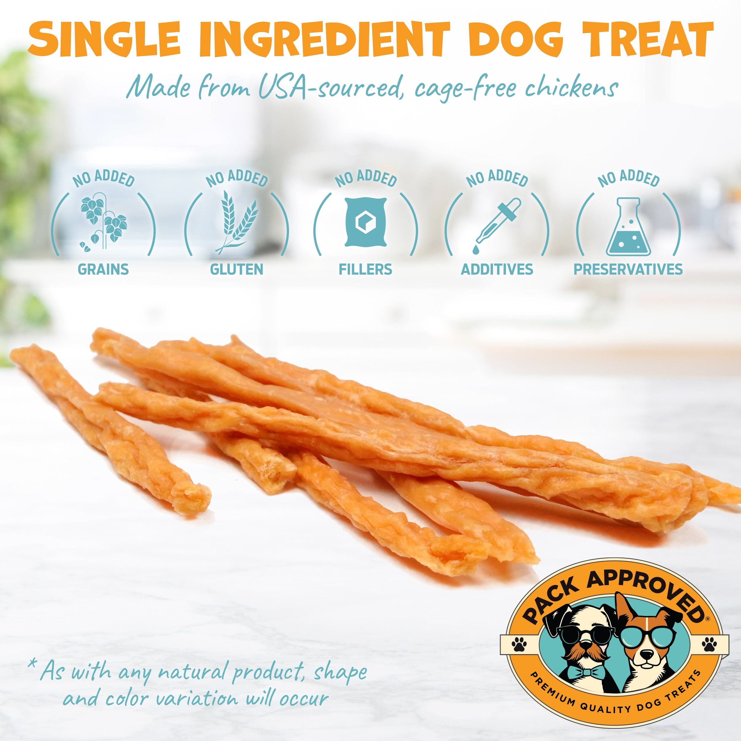 Pack Approved Chicken Sticks for Dogs - Dehydrated Chicken Dog Treats & Single Ingredient Dog Treat - High Protein, Low Fat Dog Treats - Chicken Treats for Dogs - Crunchy Dog Chew Sticks - 6.2oz