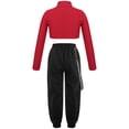 thumbnail image 2 of YIZYIF Girls Solid Color Long Sleeve Cropped T-Shirt with Sweatpants Dance Suit Outfit Hip Hop Dance Costume, 2 of 7