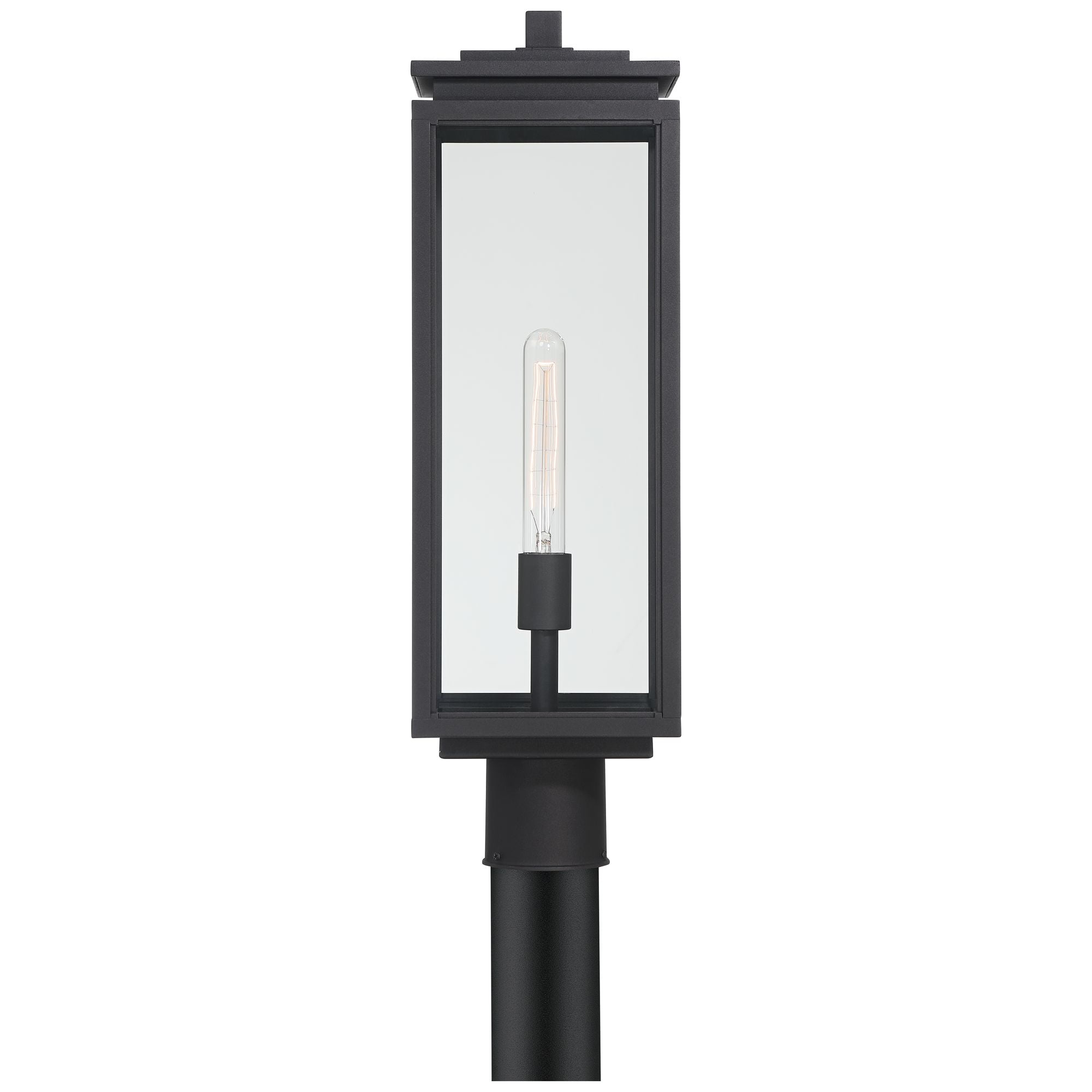 Possini Euro Design Atkins 23 1/4" High Modern Outdoor Post Light Fixture Pole Porch Edison Bulb Matte Black Die Cast Metal