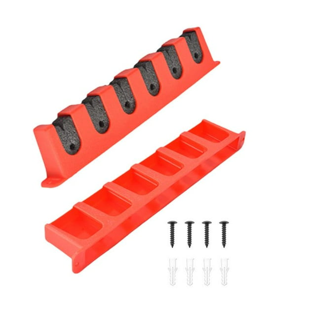 Soporte de pared para cañas de pescar, organizador para 6 cañas, soporte para bastones de esquí rojo vertical