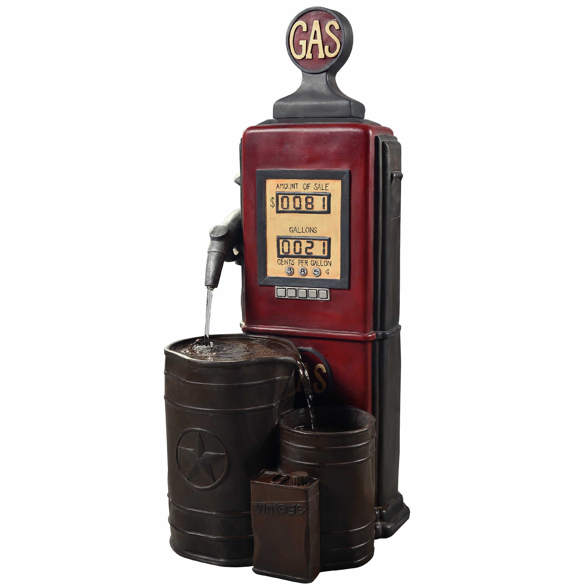 33 Height Dark Wood Peaktop 201610PT Vintage Pump & Barrel Outdoor Garden Water Fountain