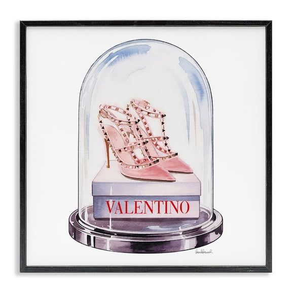 Stupell Industries Pink Heels in Bell Jar Black Framed Giclee Art, design by Amanda Greenwood