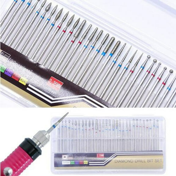 opvise 30 Pcs Professional Manicure Pedicure Drill File Bits Set Nail Grinding Head Tool