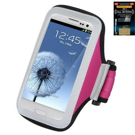 Premium Sport Armband Case for Motorola Droid Bionic Hot Pink + Cell Phone Antenna Booster, Carry your phone whenever you're on the go with.., By