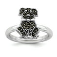 thumbnail image 1 of Solid 925 Sterling Silver Stackable Marcasite Dog Ring Eternity Band Size 9, 1 of 6