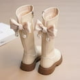 thumbnail image 5 of LYHao Stylish Girls Long Boots Classic British Design With Bow Detail Soft Sole Comfortable Riding Boots For Toddler And Big Kids Casual Winter Footwear ,Girls Boots Sizes 10 White(4-4.5 Years), 5 of 6