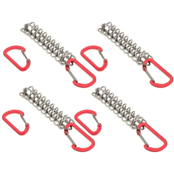 4 Pcs Tent Spring Buckle Stainless Carabiner Rope Tightener Extension Spring Multi-function Rope Buckle Awning Spring