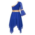 thumbnail image 4 of CHICTRY Robe de Danse Ballet pour Filles, Robe de Danse Lyrique, Épaule Dénudée, Ourlet Haut-Bas, Bleu 16, 4 of 7