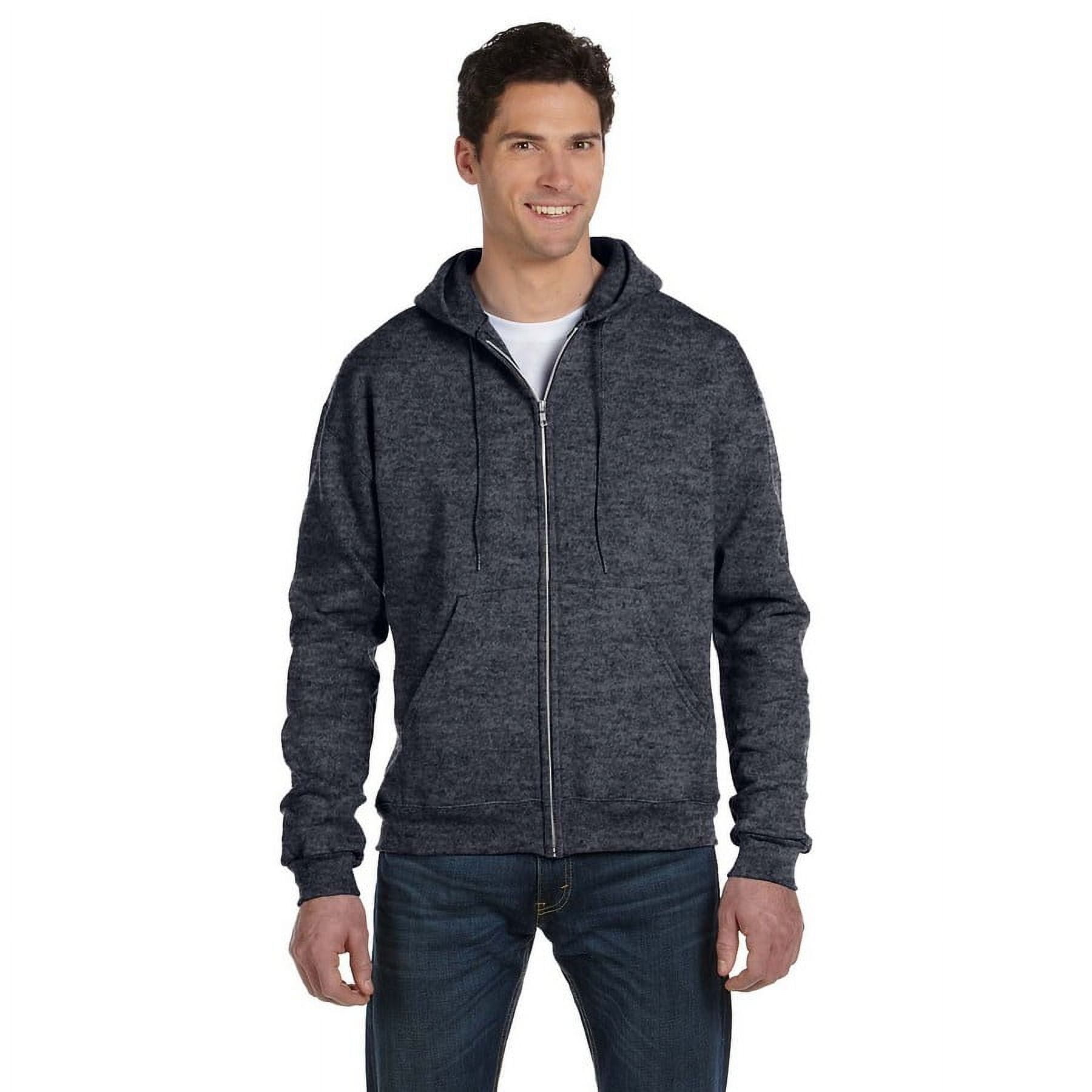 Men's Double Dry Action Fleece Full Zip Hood, Charcoal Heather - XL