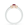thumbnail image 2 of ANGARA Natural Ruby and Diamond Three Stone Ring in 14K White & Rose Gold for Women (Size-6x4mm) | July Birthstone, Birthday, Anniversary, Jewelry Gift for Women | Natural Ruby Ring, 2 of 10