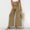 Khaki, variant on BRGZLK Womens Linen Pants Summer Fashion Solid Color Elastic Waist Drawstring Sports Casual Wide Leg Length Pants Khaki L