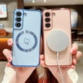 thumbnail image 4 of Compatible with Magsafe Case for Samsung Galaxy S21,Heart Pattern Electroplated Design Soft TPU Shockproof Protective Full Camera Lens Protection Magnetic Case for Samsung Galaxy S21-Blue, 4 of 6