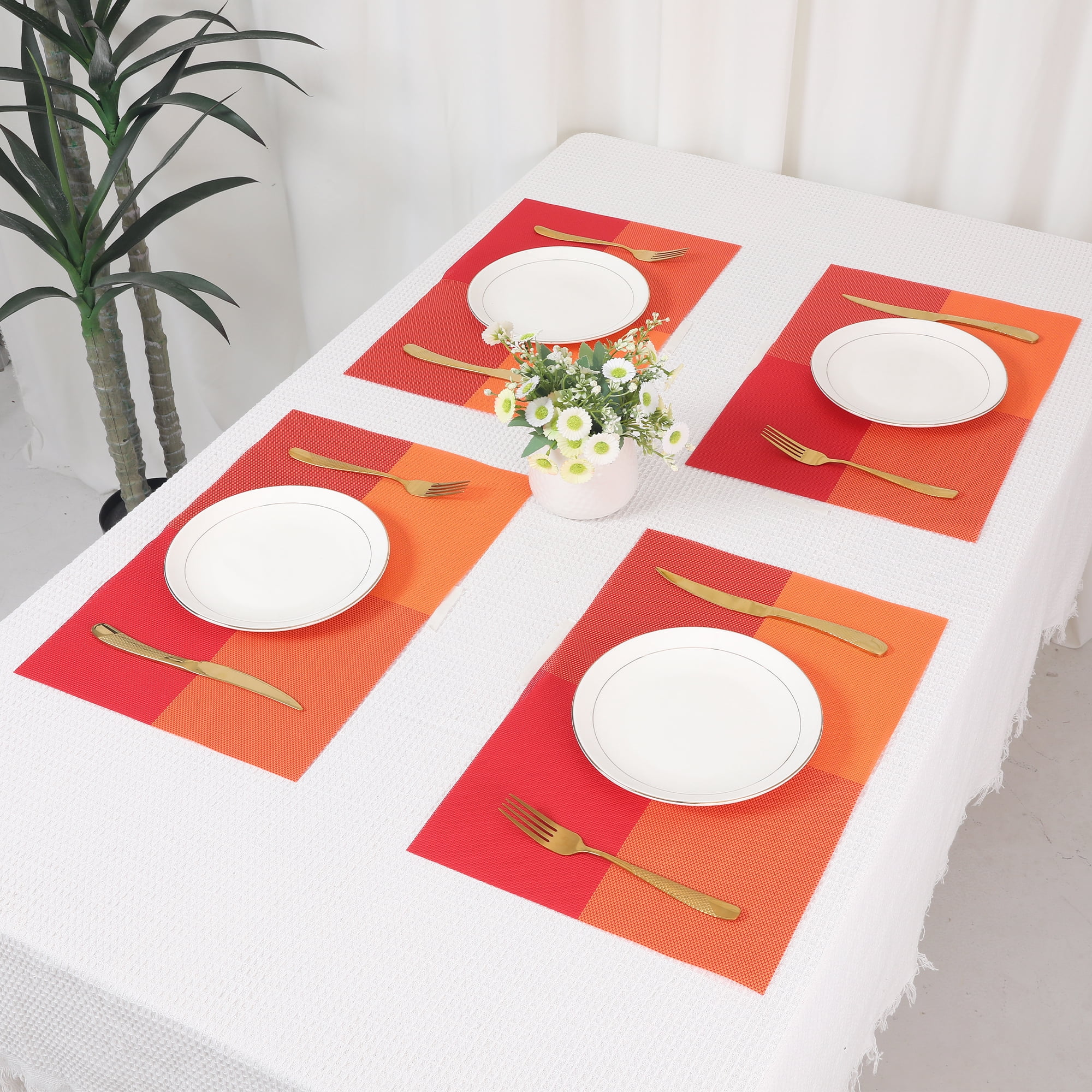Unique Bargains Placemats for Kitchen Table Heat Resistant Table Placemats Orange