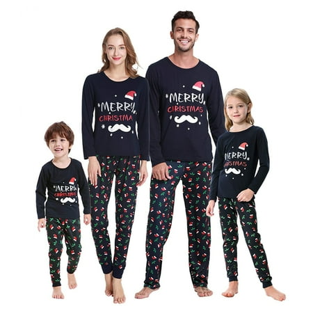 

Christmas Matching Family Pajamas Sets Holiday Santa Claus Sleepwear Long Sleeve 2Pcs Set for Couples