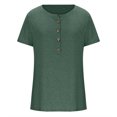thumbnail image 5 of Inleife Womens Shirts Women's Summer Fashion V-Neck Button Casual Loose Short Sleeve V-Neck Top/Shirt, 5 of 6