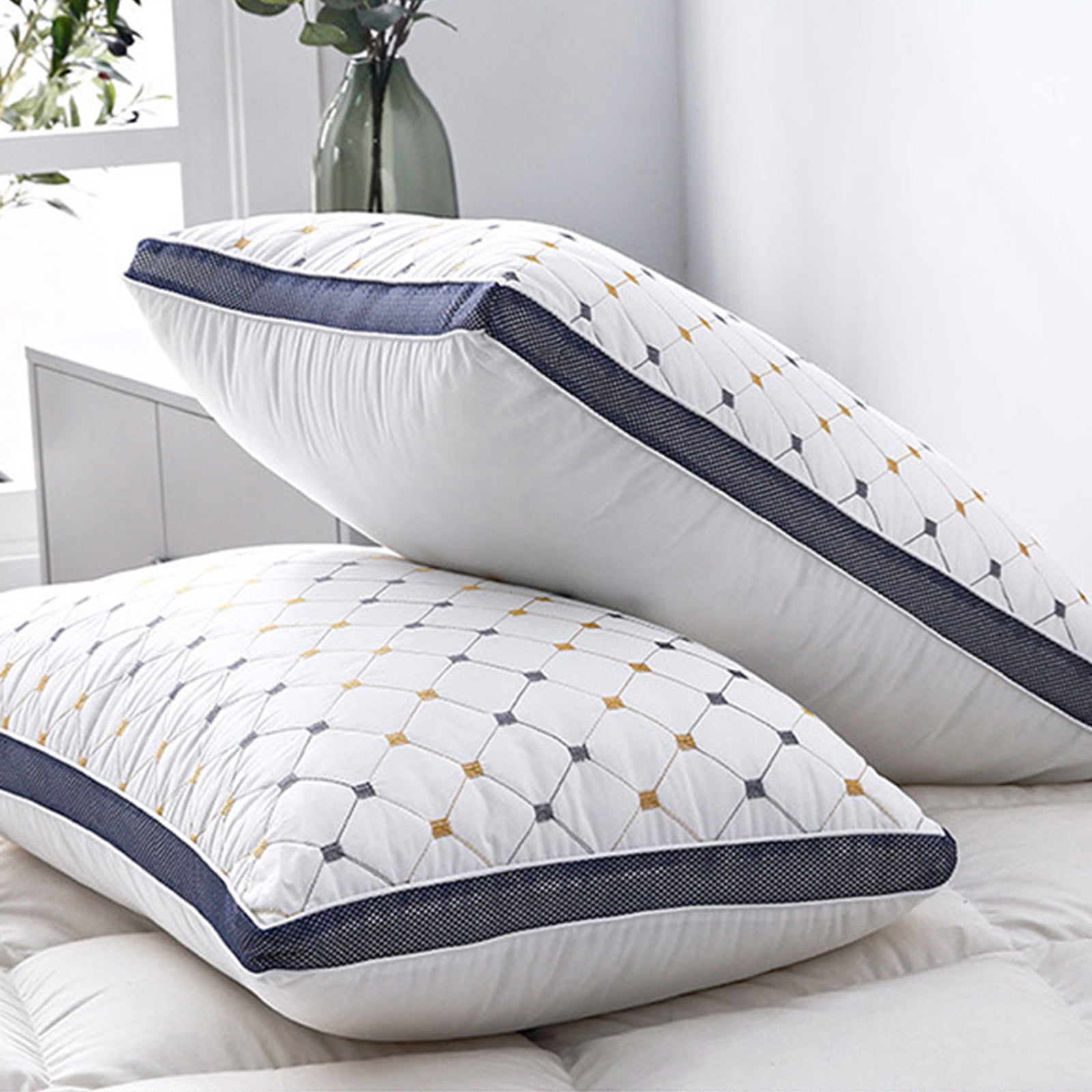 Bed Pillows Standard/Queen Size Set of 1 - Original Down Alternative Pillow for Sleeping - Bedding for Back, Stomach or Side Sleepers