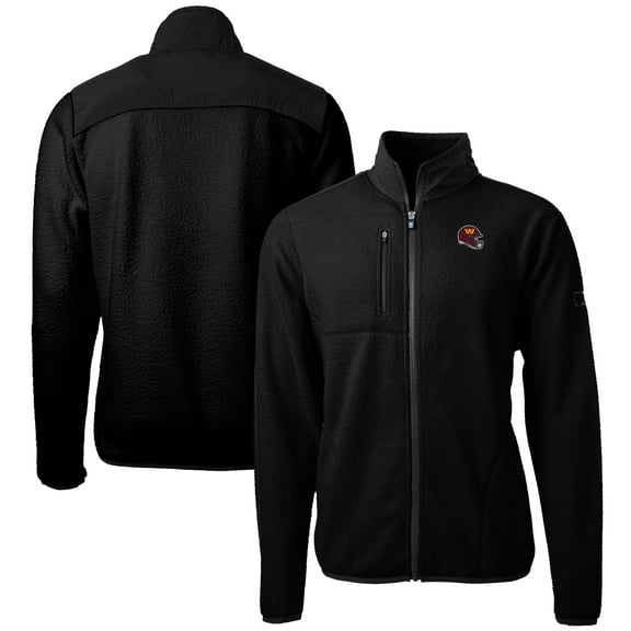 Men's Cutter & Buck  Black Washington Commanders Helmet Cascade Eco Sherpa Fleece Full-Zip Jacket