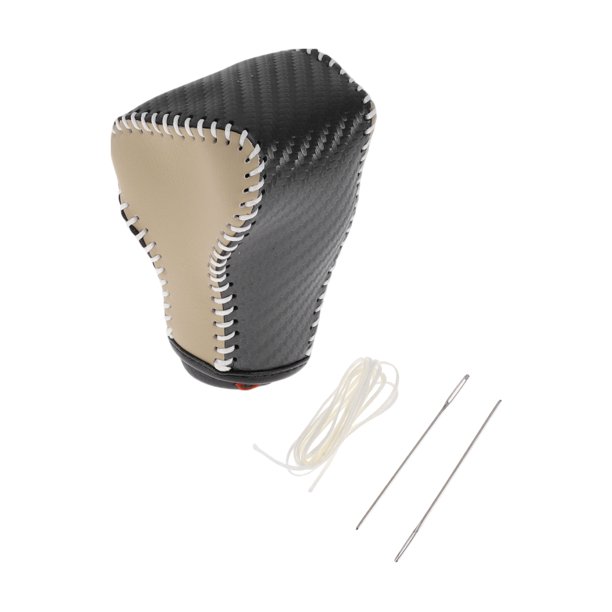 Cubierta de pomo de cambio antideslizante, protector de manija de cambio para VW Golf 2010-2011, cuero sintético negro y beige