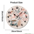 thumbnail image 2 of ZXCXRQFa Coffee Cup Flower Wood Wall Clock Silent Non-Ticking Kitchen Desk Clock Battery Operated Analog Decorative Round Clocks 10 in Garden Home Decor, 2 of 7