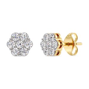 Gilded Lab-Grown Diamond Stud Earrings, 14K Gold Plated