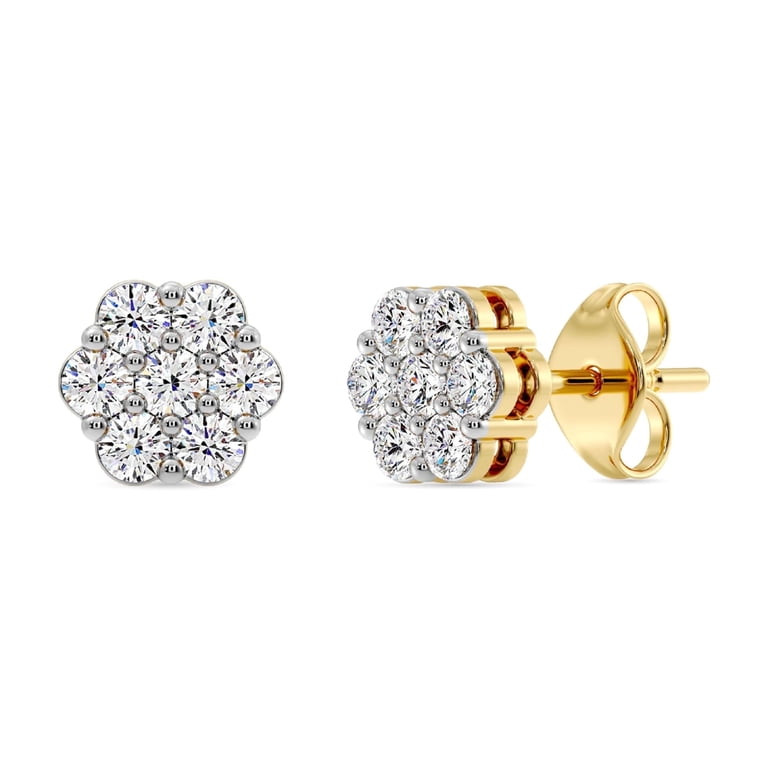 Gilded Lab-Grown Diamond Stud Earrings, 14K Gold Plated photo 1