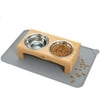 Raised Dog Bowls Stand for Small to Medium Dogs, Bamboo Elevated Dog Food and Water Bowls Feeder Holder
