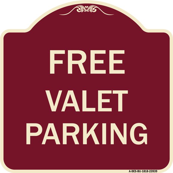 SignMission Designer Series Sign - Free Valet Parking | Burgundy 18" X 18" Heavy-Gauge Aluminum Architectural Sign | Protect Your Business & Municipality | Made in the USA