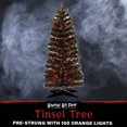 thumbnail image 2 of Haunted Hill Farm 4-Ft. Spooky Black Tinsel Tree, Orange LED Lights, 2 of 7