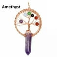 thumbnail image 4 of Tree of Life Pendant Wire Wrapped Natural Crystal Chakra Hexagonal Quartz Reiki, 4 of 9
