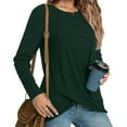thumbnail image 4 of Annhoo Womens Long Sleeve Tops Elegant Cross Front Round Neck Shirts Fall Casual Loose Going out Blouses for Leggings, 4 of 7