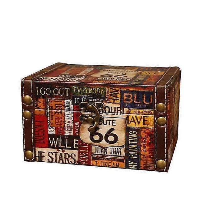 Maleta decorativa vintage para almacenamiento, pequeña caja de madera retro, cofre con cerradura, caja de almacenamiento de escritorio con acabado