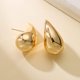 thumbnail image 2 of Pendientes de gota de cúpula gruesa chapados en oro Vintage para mujer, acero inoxidable brillante, pendiente de lágrima gruesa, joyería al por mayor, 2 of 4