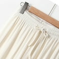 thumbnail image 7 of Olyvenn Women Pleated Wide Leg Palazzo Pants Drawstring Lounge Loungewear Bottoms Culottes Work Business Casual 2025 Clothes White XL, 7 of 7