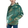 thumbnail image 2 of Fotbe Green And Gold Marble Pattern Youth Pullover Hooded Sweatshirt, Boys Hoodie, Kangaroo Pocket Hoodie for Kids Girls -Large, 2 of 6