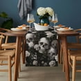 thumbnail image 2 of Halloween Skull Table Runner - 72 Inch Long, Kitchen Dining Table Runner Dresser Scarves, Retro White Rose Flower Horror Fall Farmhouse Decor for Coffee Tables Wedding Party Banquet, 2 of 8