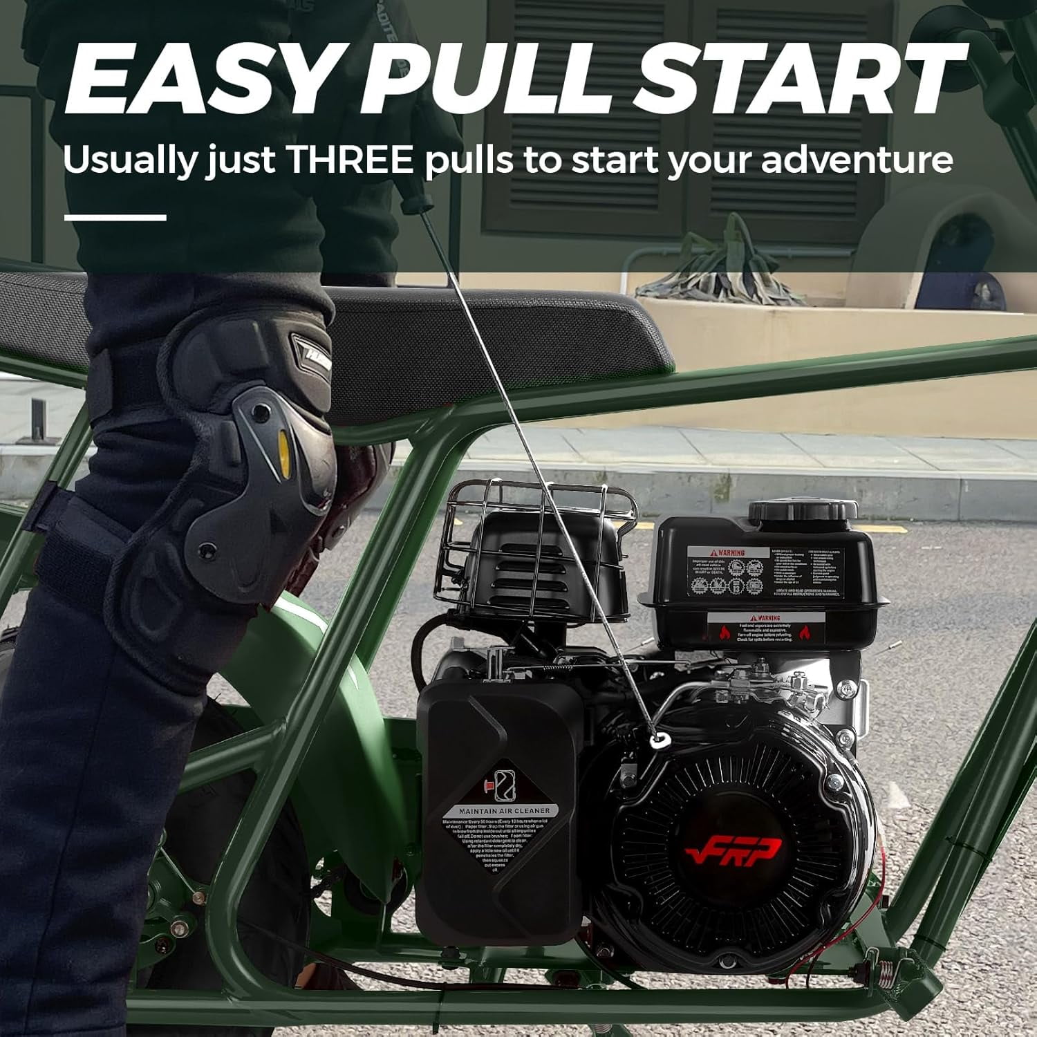 FRP Mini Dirt Bike GMB100 Max, 99CC Gas Powered Mini Bike 4-Stroke,Mini Bikes for Kids/Adult, W/LED Headlight, Goggles, Gloves and Neck Gaiter,Up to 28 Mph, Weight Support Up to 220 LBS (GREEN)