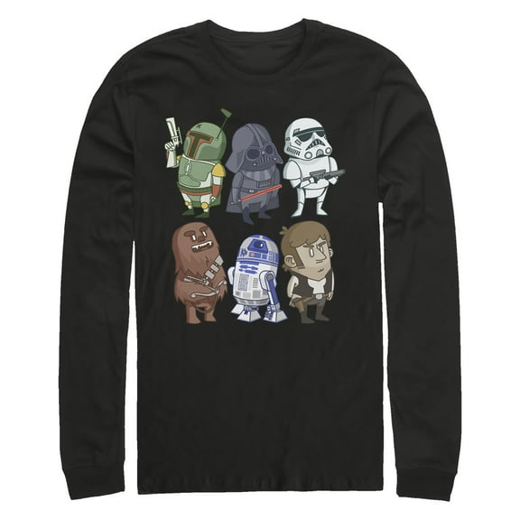 Men's Star Wars: A New Hope Doodle Character Grid Long Sleeve Shirt