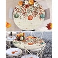 thumbnail image 6 of Round Fitted Tablecloths with Elastic Edge Fall Pumpkin Flower Leaf Oil-Proof Waterproof Wipeable Table Cover for Kitchen Dining Party Decor Thanksgiving Theme on Retro Table Clothes,36" - 44", 6 of 6