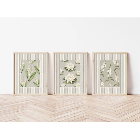 Floral Botanical Poster Set Greige Grandmillennial Wall Art Or Option Available, Poster Only