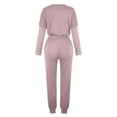 thumbnail image 5 of FAVIPT 2 Piece Solid Outfits for Women Crewneck Long Sleeve Tops Long Pants Lounge Sets with Drawstring Tracksuit Jogger Sets Pink XXL, 5 of 5