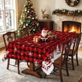 thumbnail image 3 of Nanqianyi Red Black Plaid Christmas Tablecloth,Waterproof Snow Table Cover For Party Decor,52"x70", 3 of 7